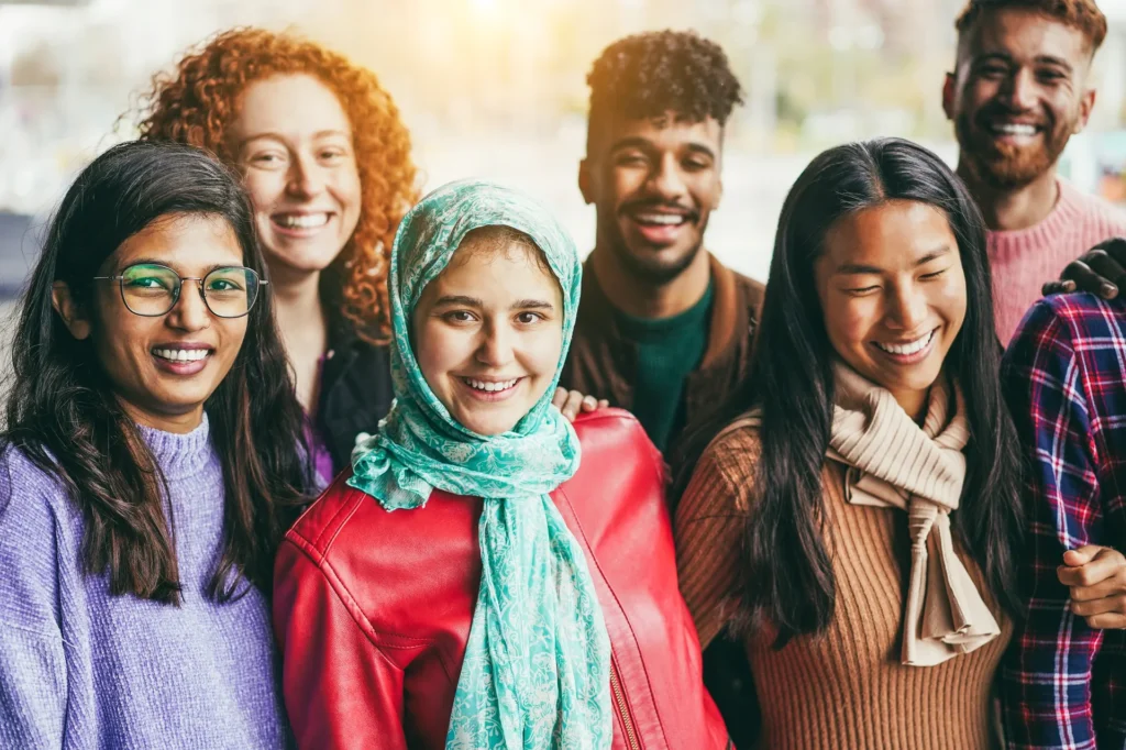 Students smiling together outdoors